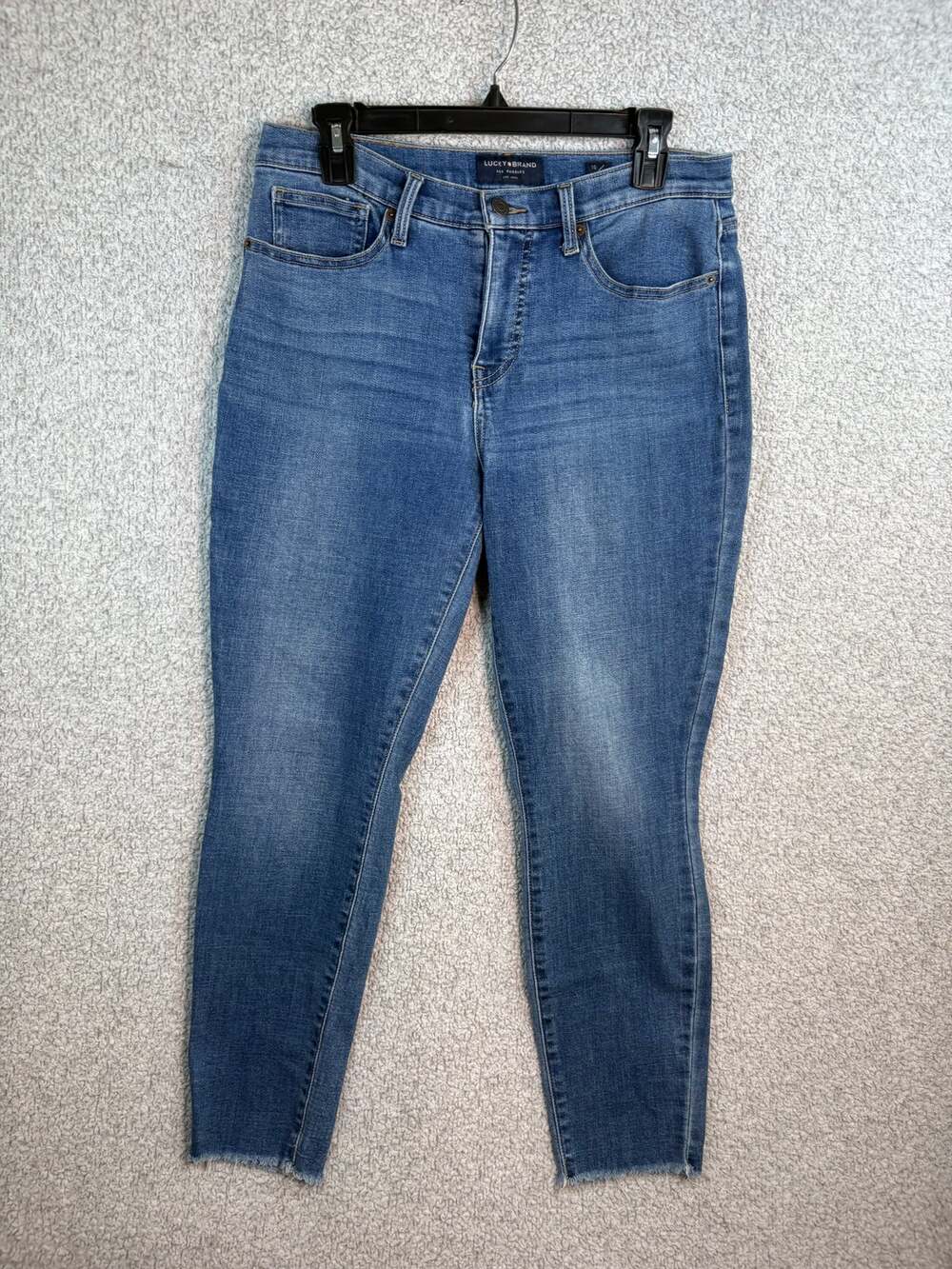Lucky Brand Ava Skinny Jeans 10 30 Mid Rise Raw Hem Cropped Denim